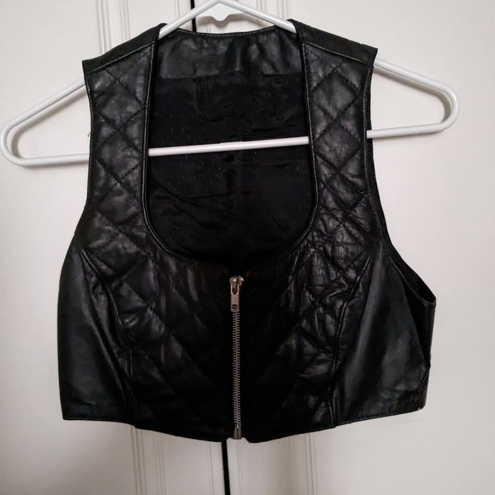 Leather 7/8 crop top.